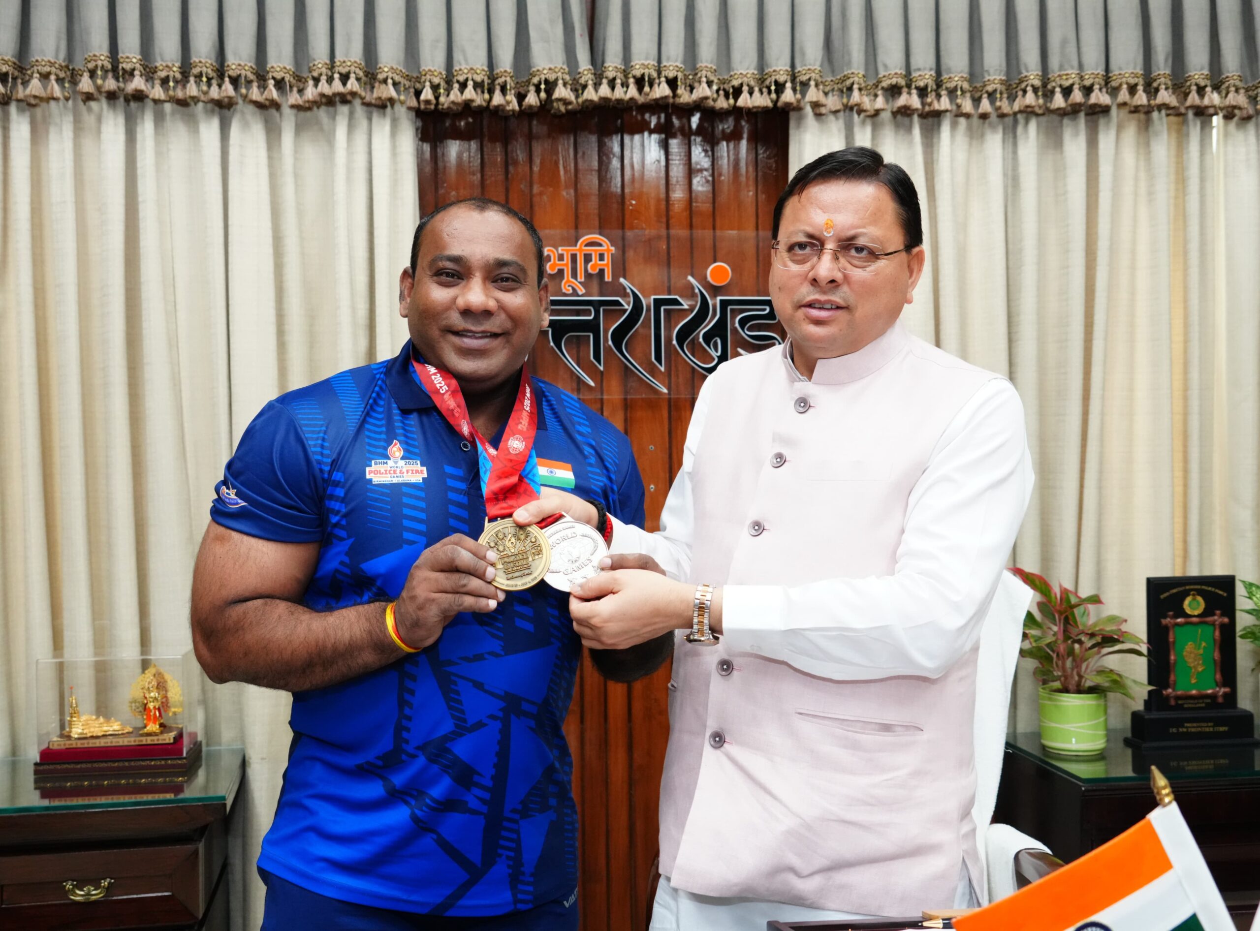UTTARAKHAND: Weightlifter Mukesh Pal Calls on Chief Minister Dhami