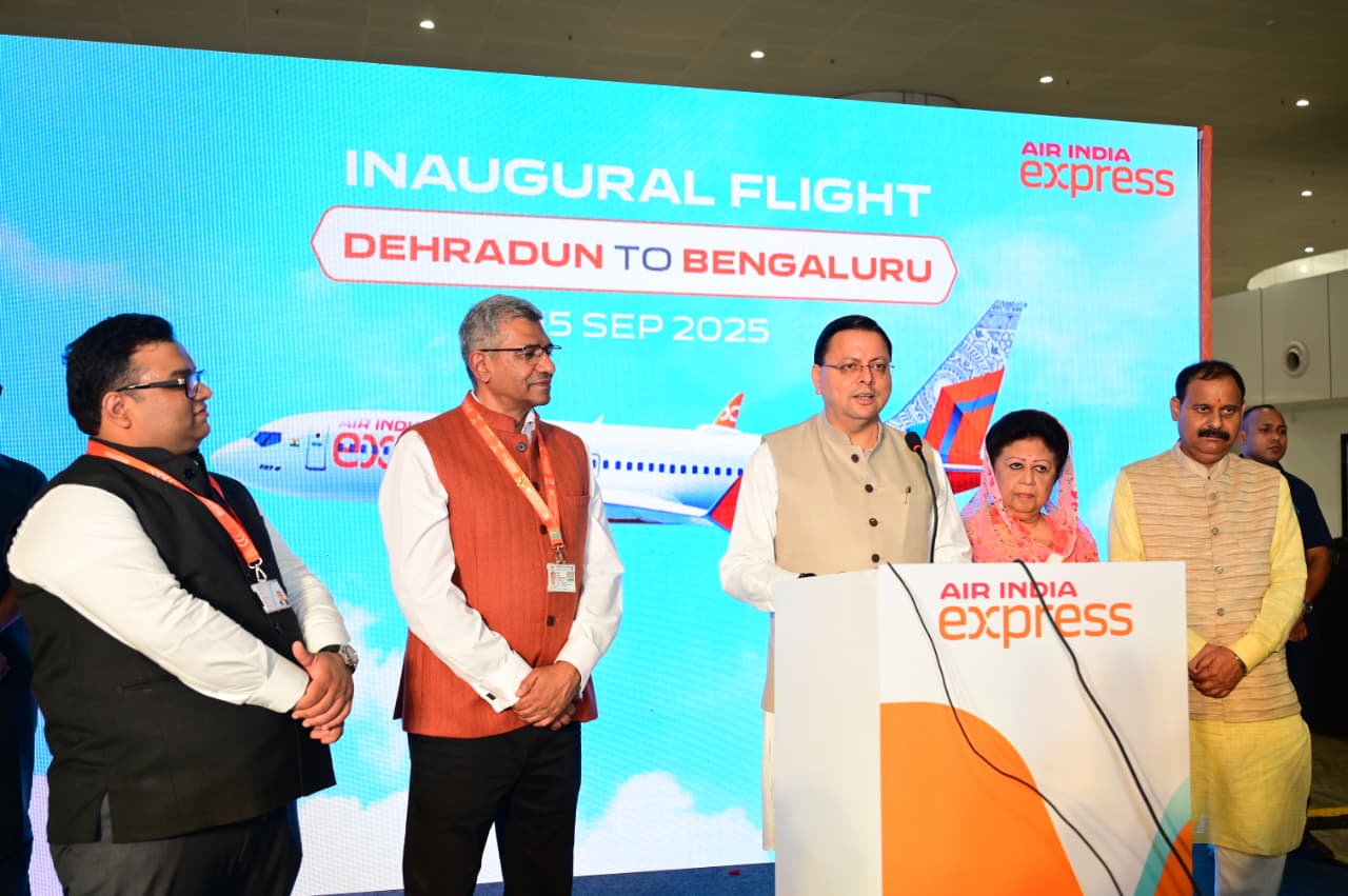 CM Dhami Flags Off Air India Express Dehradun-Bengaluru Flight