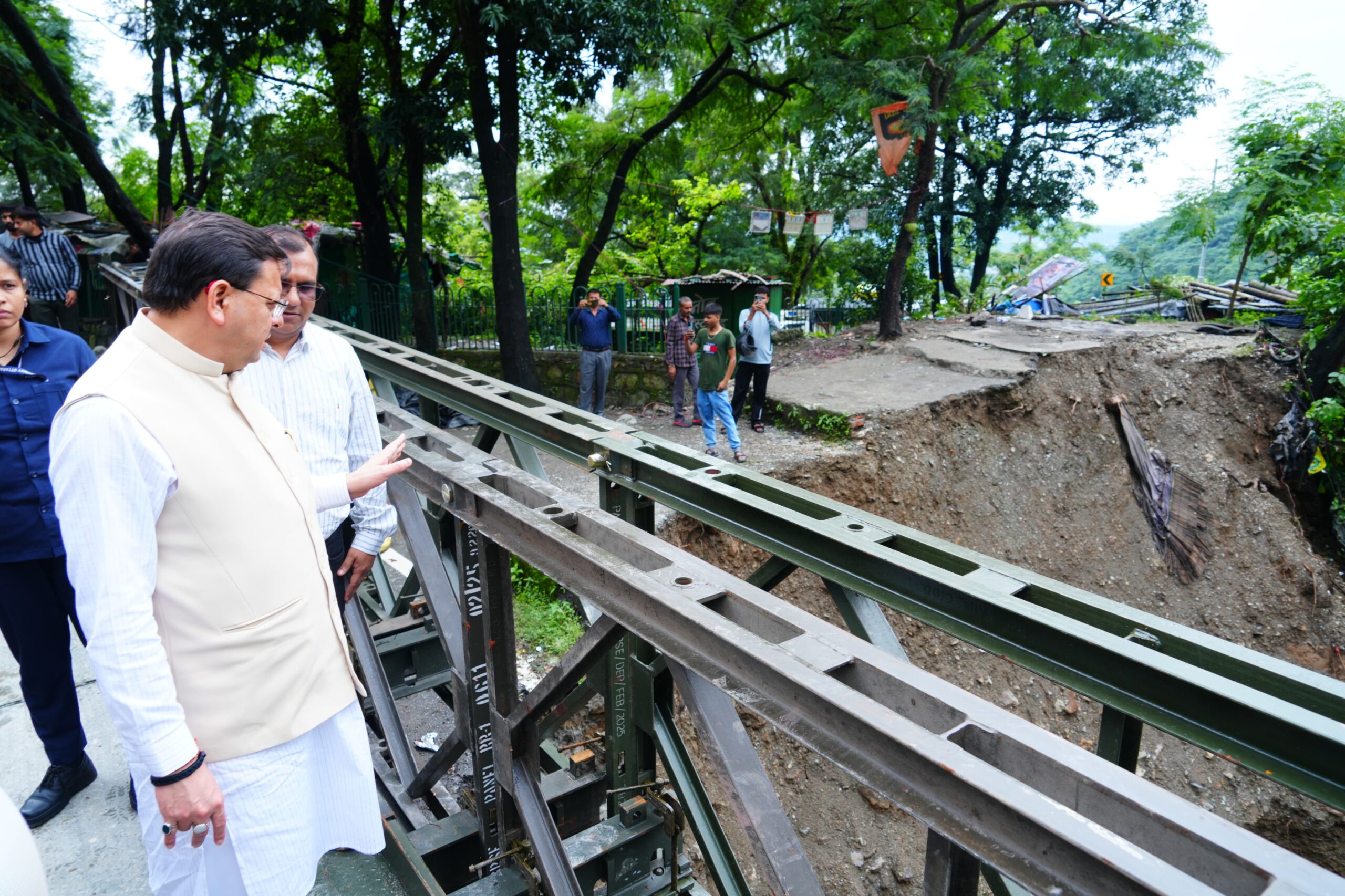 CM Dhami Inspects Disaster-Hit Areas, Orders Quick Restoration of Roads and Relief Measures 