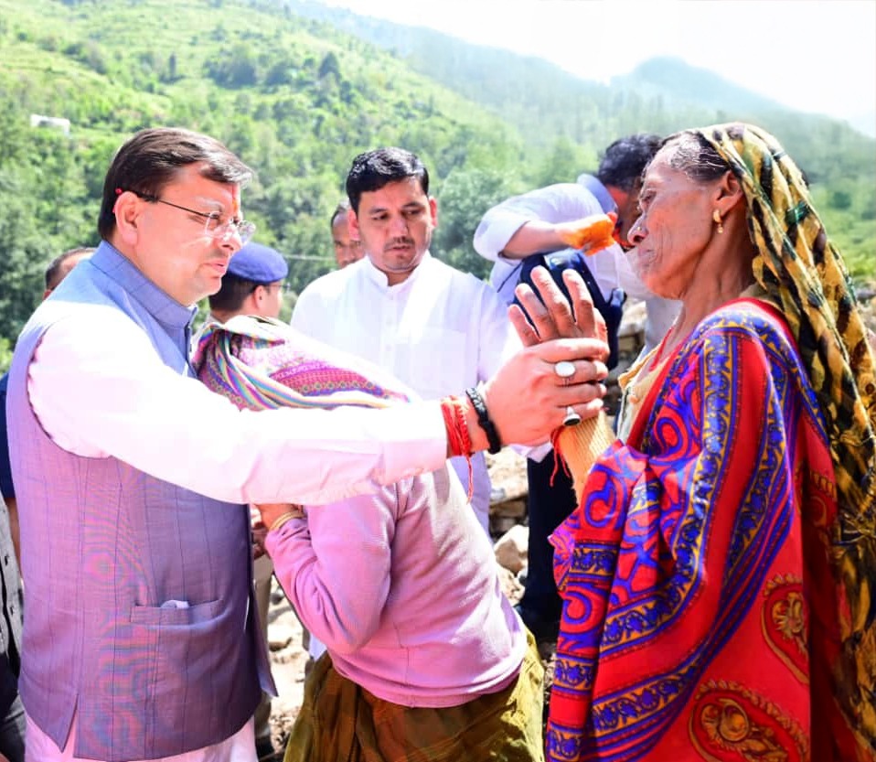 CM Dhami Inspects Disaster-Hit Areas in Chamoli, Assures All Possible Help
