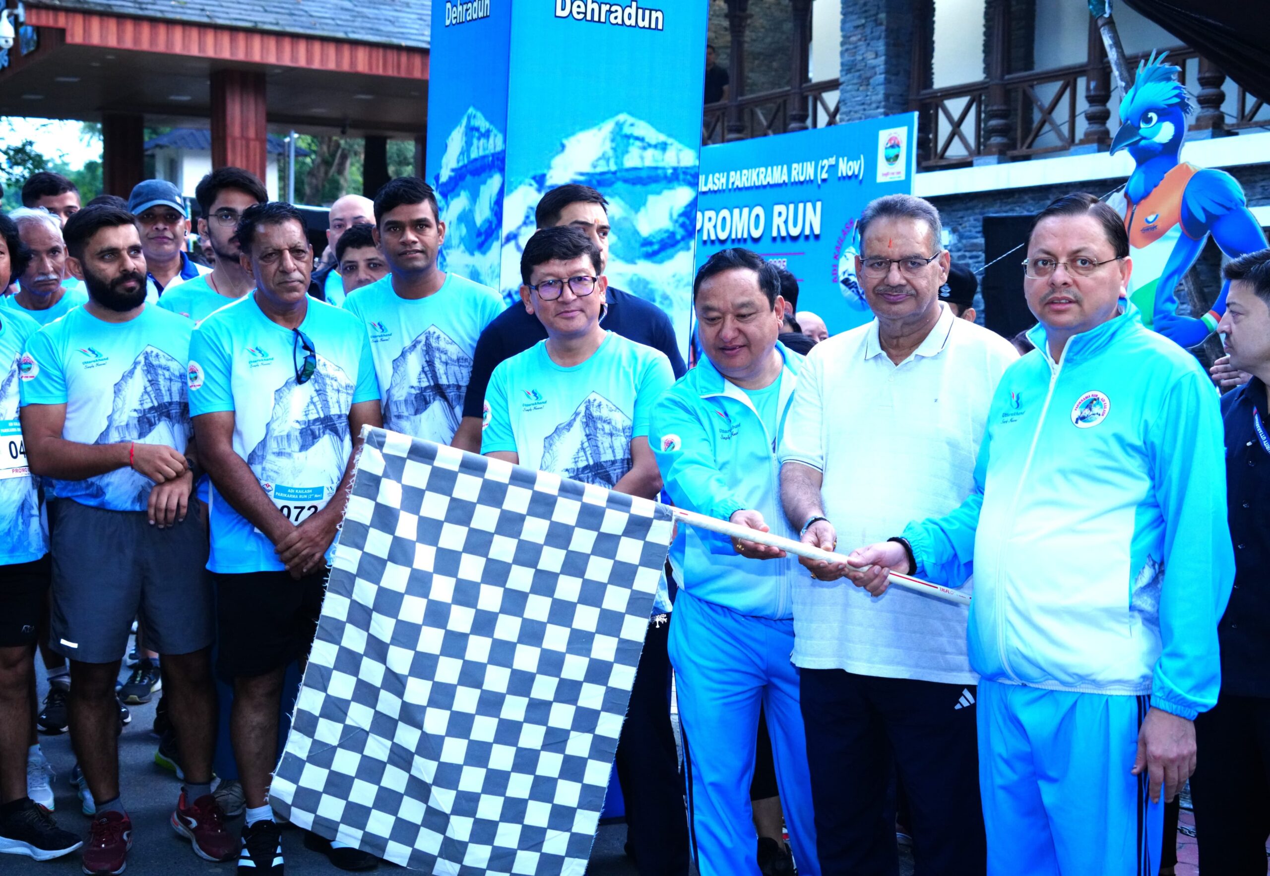 CM Dhami Flags Off Adi Kailash Marathon Promo Run, Unveils Logo 