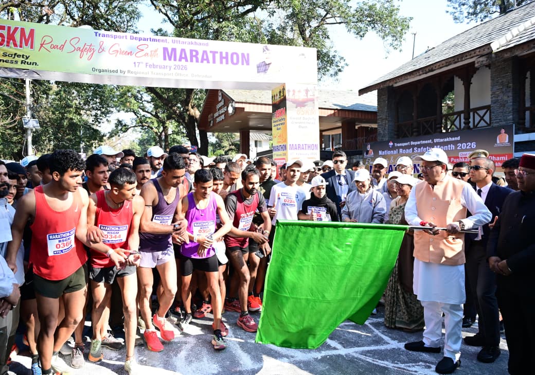 CM Pushkar Singh Dhami Flags Off 5KM Road Safety Run in Dehradun