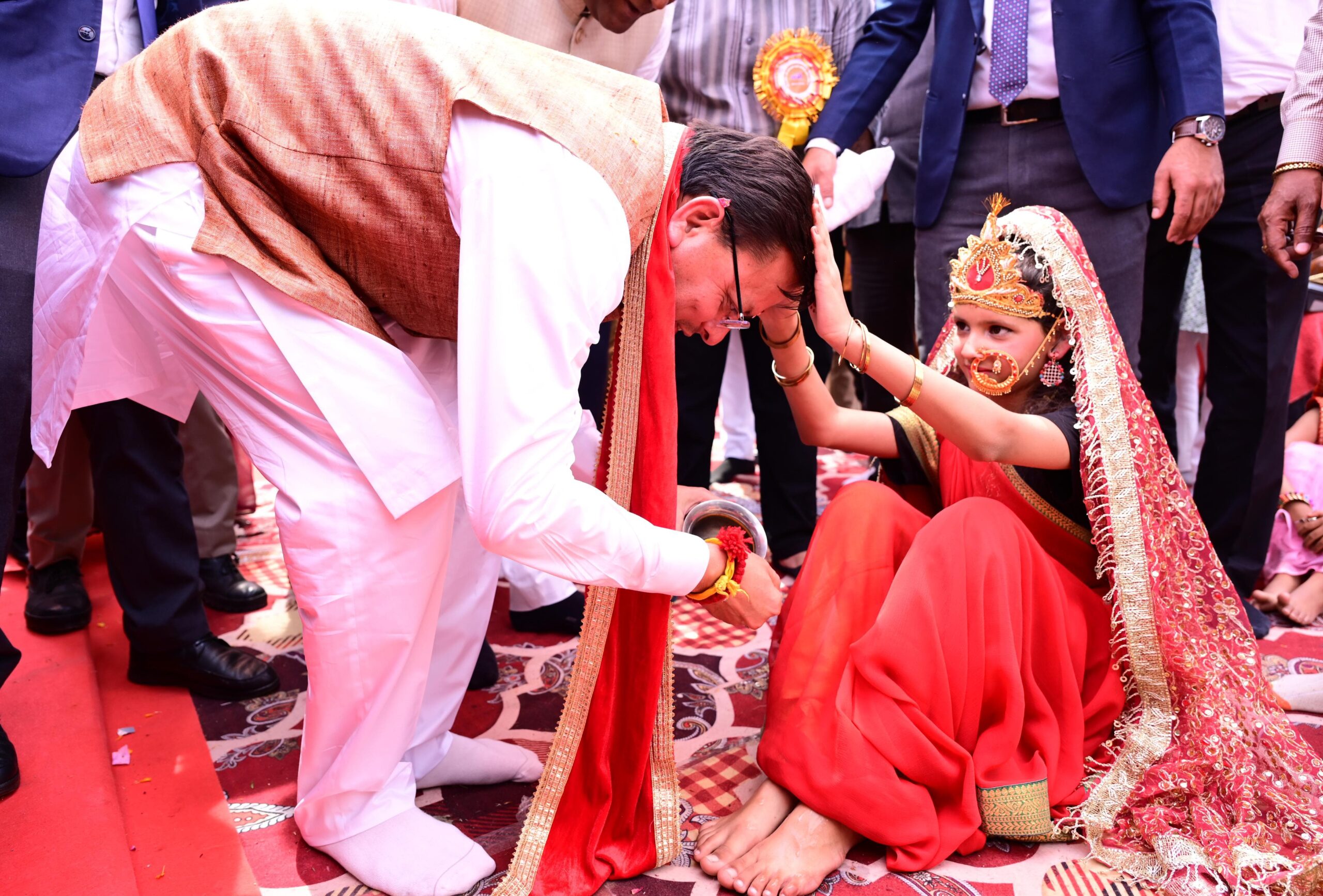 CM Dhami Performs Kanya Pujan on Chaitra Navratri, Emphasizes Women Empowerment