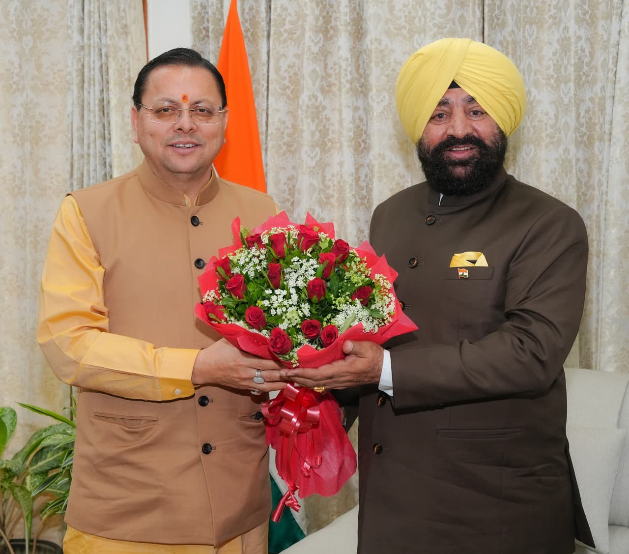 Uttarakhand CM Dhami Holds Courtesy Meeting with Governor Gurmit Singh